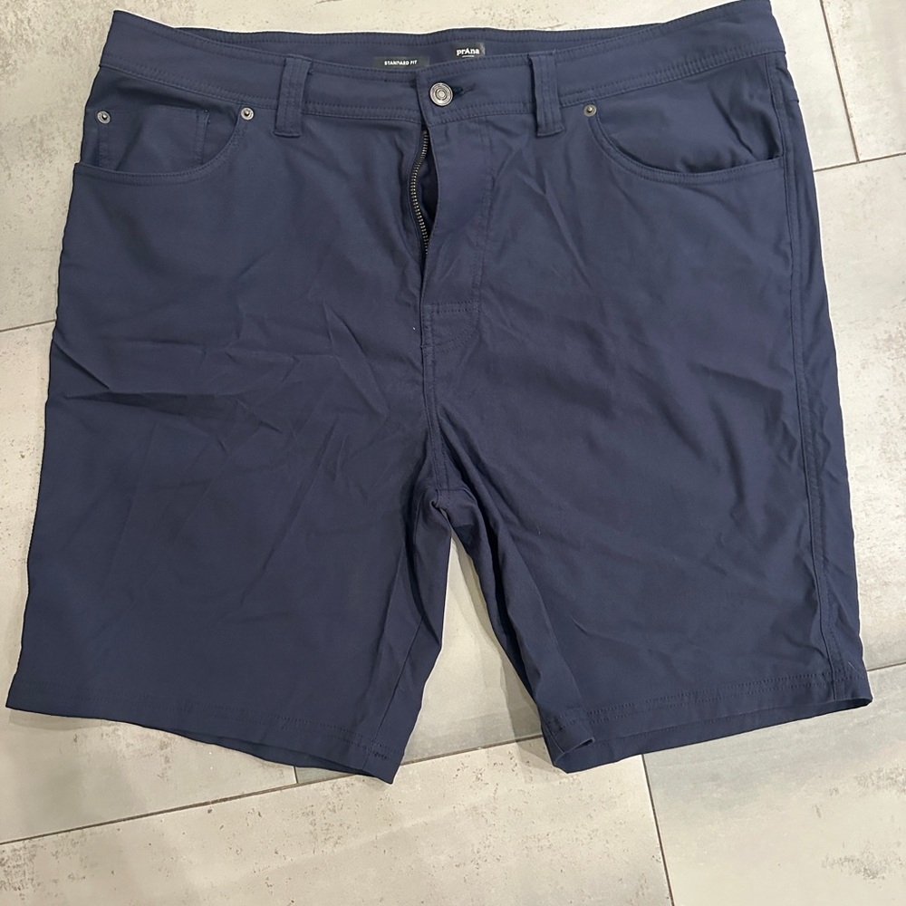 Prana Blue Flat Front Performance Shorts